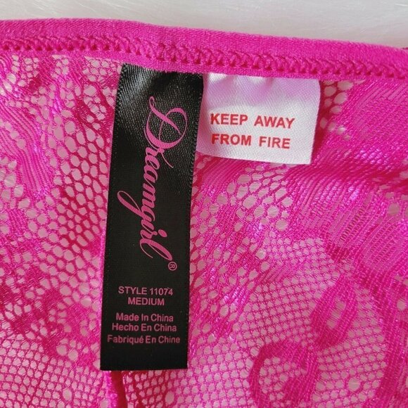 Dreamgirl Lingerie Bralette Hot Pink Magenta Size Medium NWT Lace T-Back - Picture 5 of 8